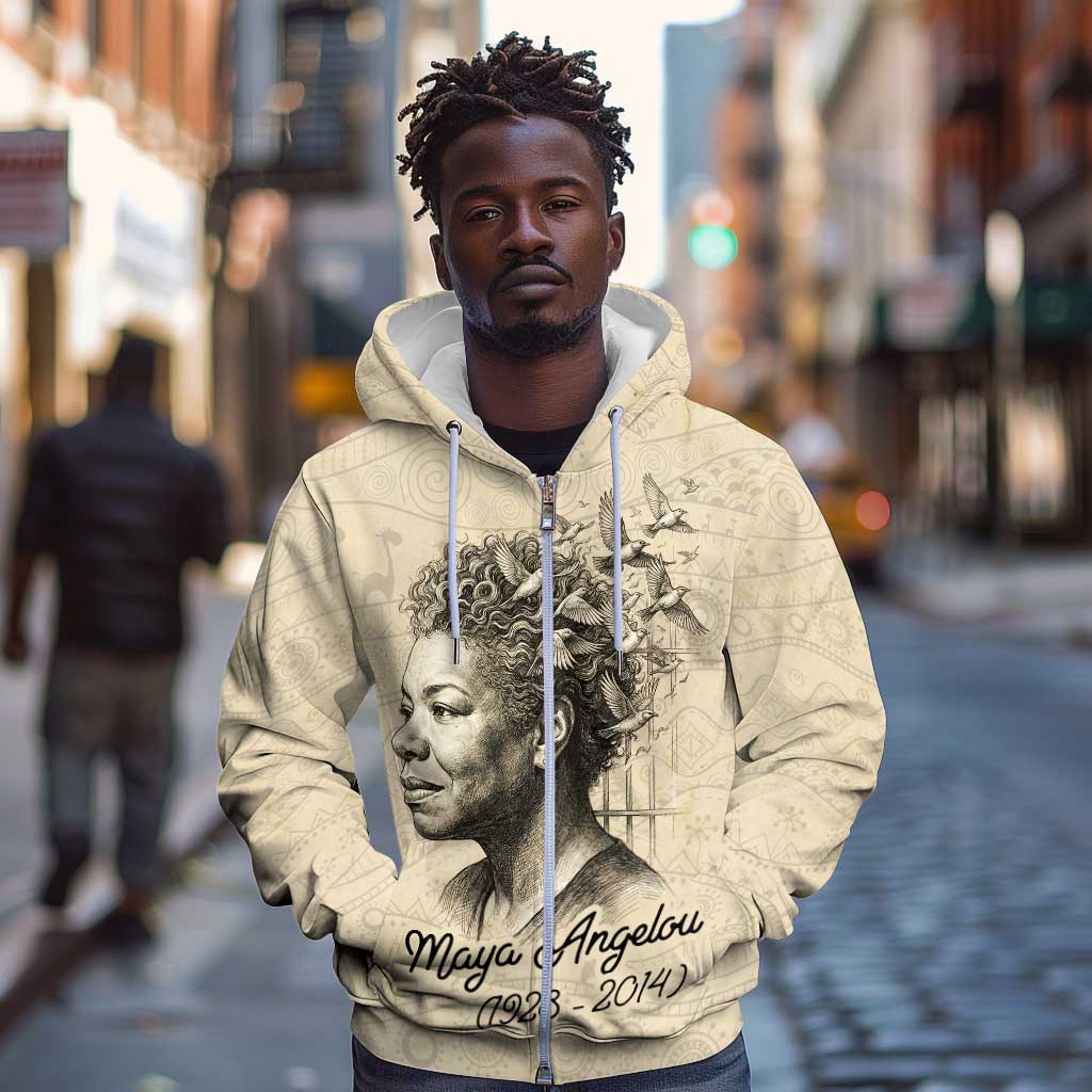 Maya Angelou Zip Hoodie I Know Why The Caged Bird Sings - Wonder Print Shop