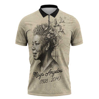 Maya Angelou Zipper Polo Shirt I Know Why The Caged Bird Sings - Wonder Print Shop