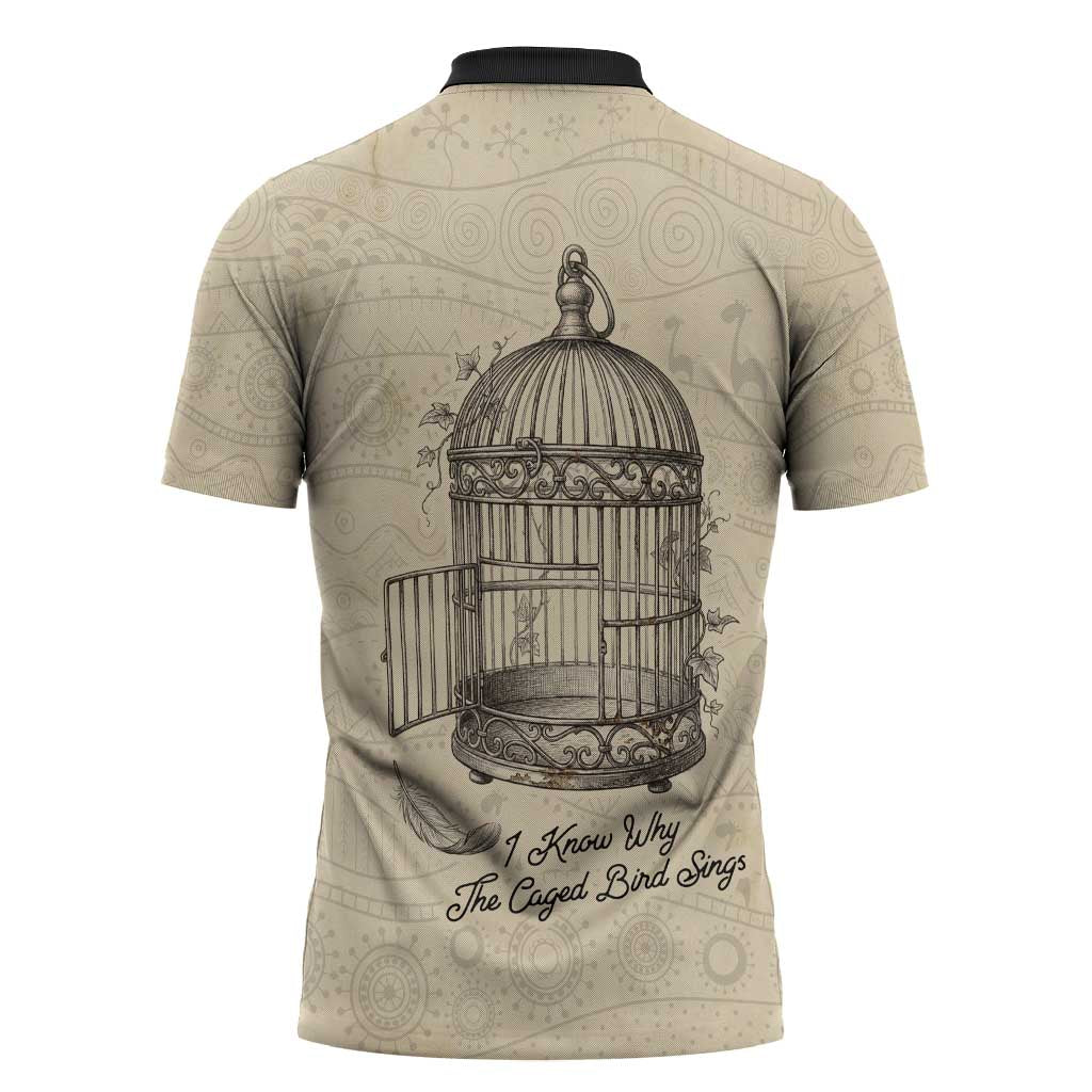 Maya Angelou Zipper Polo Shirt I Know Why The Caged Bird Sings - Wonder Print Shop
