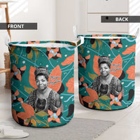 Maya Angelou Laundry Basket Inspirational Quote Design Vibrant Teal and Orange Leaf Motif - Wonder Print Shop