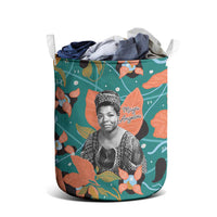 Maya Angelou Laundry Basket Inspirational Quote Design Vibrant Teal and Orange Leaf Motif - Wonder Print Shop