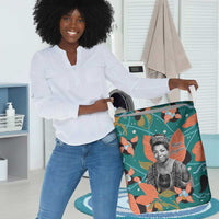Maya Angelou Laundry Basket Inspirational Quote Design Vibrant Teal and Orange Leaf Motif - Wonder Print Shop