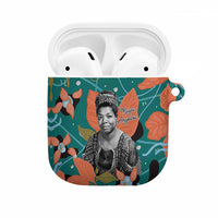 Maya Angelou AirPods Case Inspirational Quote Design Vibrant Teal and Orange Leaf Motif - Wonder Print Shop
