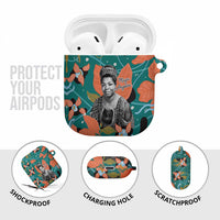 Maya Angelou AirPods Case Inspirational Quote Design Vibrant Teal and Orange Leaf Motif - Wonder Print Shop