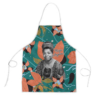 Maya Angelou Apron Inspirational Quote Design Vibrant Teal and Orange Leaf Motif - Wonder Print Shop