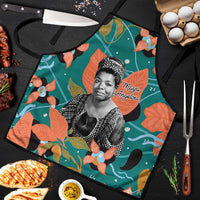 Maya Angelou Apron Inspirational Quote Design Vibrant Teal and Orange Leaf Motif - Wonder Print Shop
