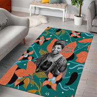 Maya Angelou Area Rug Inspirational Quote Design Vibrant Teal and Orange Leaf Motif - Wonder Print Shop