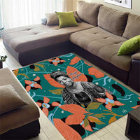Maya Angelou Area Rug Inspirational Quote Design Vibrant Teal and Orange Leaf Motif - Wonder Print Shop