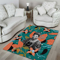 Maya Angelou Area Rug Inspirational Quote Design Vibrant Teal and Orange Leaf Motif - Wonder Print Shop