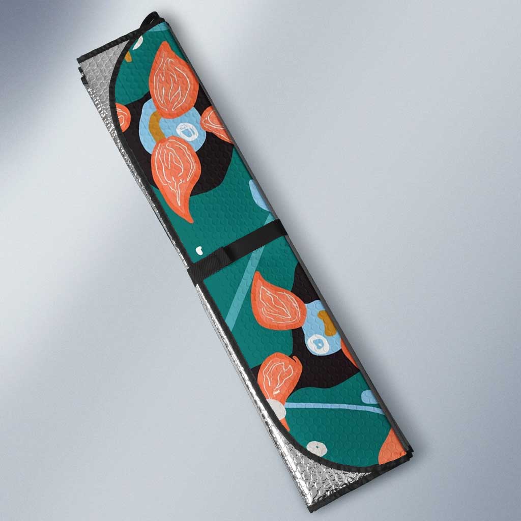 Maya Angelou Auto Sun Shade Inspirational Quote Design Vibrant Teal and Orange Leaf Motif - Wonder Print Shop