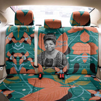 Maya Angelou Back Car Seat Cover Inspirational Quote Design Vibrant Teal and Orange Leaf Motif - Wonder Print Shop
