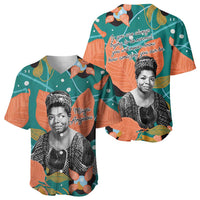Maya Angelou Baseball Jersey Inspirational Quote Design Vibrant Teal and Orange Leaf Motif - Wonder Print Shop