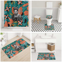 Maya Angelou Bathroom Set Inspirational Quote Design Vibrant Teal and Orange Leaf Motif - Wonder Print Shop
