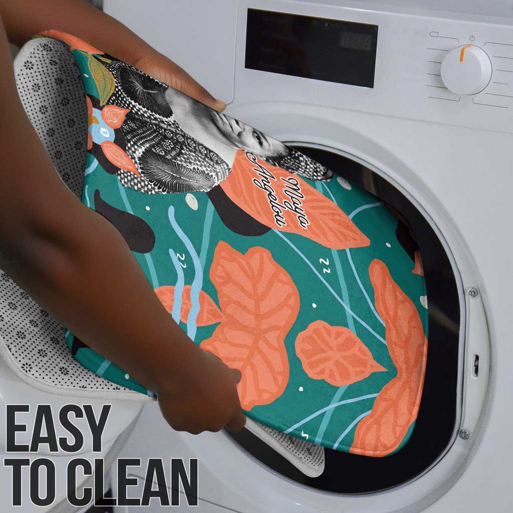 Maya Angelou Bathroom Set Inspirational Quote Design Vibrant Teal and Orange Leaf Motif - Wonder Print Shop