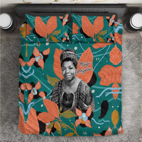 Maya Angelou Bedding Set Inspirational Quote Design Vibrant Teal and Orange Leaf Motif - Wonder Print Shop