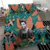 Maya Angelou Bedding Set Inspirational Quote Design Vibrant Teal and Orange Leaf Motif - Wonder Print Shop