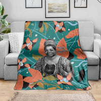 Maya Angelou Blanket Inspirational Quote Design Vibrant Teal and Orange Leaf Motif - Wonder Print Shop