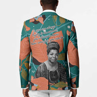 Maya Angelou Blazer Inspirational Quote Design Vibrant Teal and Orange Leaf Motif - Wonder Print Shop