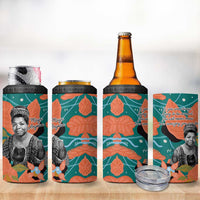 Maya Angelou 4 in 1 Can Cooler Tumbler Inspirational Quote Design Vibrant Teal and Orange Leaf Motif - Wonder Print Shop