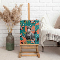Maya Angelou Canvas Wall Art Inspirational Quote Design Vibrant Teal and Orange Leaf Motif - Wonder Print Shop