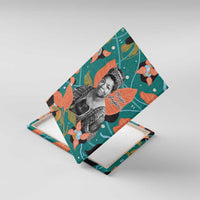 Maya Angelou Canvas Wall Art Inspirational Quote Design Vibrant Teal and Orange Leaf Motif - Wonder Print Shop