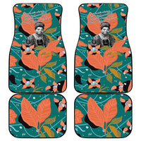 Maya Angelou Car Mats Inspirational Quote Design Vibrant Teal and Orange Leaf Motif - Wonder Print Shop