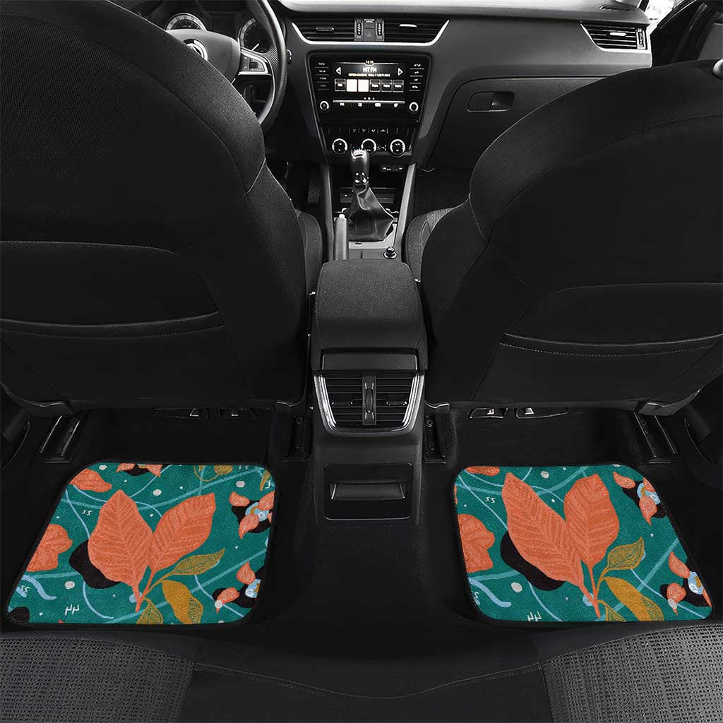 Maya Angelou Car Mats Inspirational Quote Design Vibrant Teal and Orange Leaf Motif - Wonder Print Shop