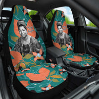 Maya Angelou Car Seat Cover Inspirational Quote Design Vibrant Teal and Orange Leaf Motif - Wonder Print Shop