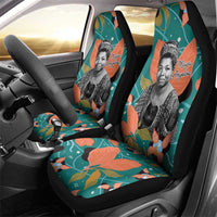 Maya Angelou Car Seat Cover Inspirational Quote Design Vibrant Teal and Orange Leaf Motif - Wonder Print Shop