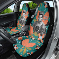 Maya Angelou Car Seat Cover Inspirational Quote Design Vibrant Teal and Orange Leaf Motif - Wonder Print Shop