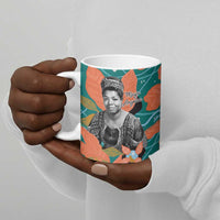 Maya Angelou Ceramic Mug Inspirational Quote Design Vibrant Teal and Orange Leaf Motif - Wonder Print Shop