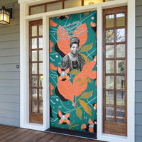Maya Angelou Door Cover Inspirational Quote Design Vibrant Teal and Orange Leaf Motif - Wonder Print Shop