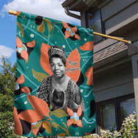 Maya Angelou Garden Flag Inspirational Quote Design Vibrant Teal and Orange Leaf Motif - Wonder Print Shop