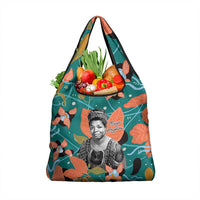 Maya Angelou Grocery Bag Inspirational Quote Design Vibrant Teal and Orange Leaf Motif - Wonder Print Shop