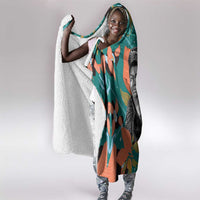 Maya Angelou Hooded Blanket Inspirational Quote Design Vibrant Teal and Orange Leaf Motif - Wonder Print Shop