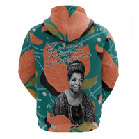 Maya Angelou Hoodie Inspirational Quote Design Vibrant Teal and Orange Leaf Motif - Wonder Print Shop