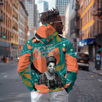 Maya Angelou Hoodie Inspirational Quote Design Vibrant Teal and Orange Leaf Motif - Wonder Print Shop