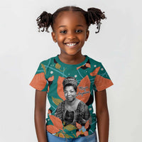 Maya Angelou Kid T shirt Inspirational Quote Design Vibrant Teal and Orange Leaf Motif - Wonder Print Shop