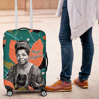 Maya Angelou Luggage Cover Inspirational Quote Design Vibrant Teal and Orange Leaf Motif - Wonder Print Shop