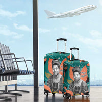 Maya Angelou Luggage Cover Inspirational Quote Design Vibrant Teal and Orange Leaf Motif - Wonder Print Shop