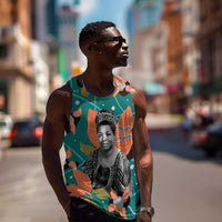 Maya Angelou Men Tank Top Inspirational Quote Design Vibrant Teal and Orange Leaf Motif - Wonder Print Shop