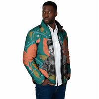 Maya Angelou Padded Jacket Inspirational Quote Design Vibrant Teal and Orange Leaf Motif - Wonder Print Shop