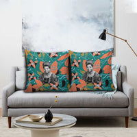 Maya Angelou Pillow Cover Inspirational Quote Design Vibrant Teal and Orange Leaf Motif - Wonder Print Shop