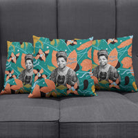 Maya Angelou Pillow Cover Inspirational Quote Design Vibrant Teal and Orange Leaf Motif - Wonder Print Shop