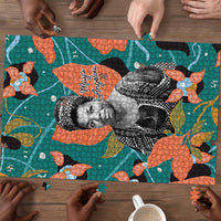 Maya Angelou Puzzle Inspirational Quote Design Vibrant Teal and Orange Leaf Motif - Wonder Print Shop