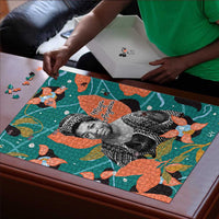 Maya Angelou Puzzle Inspirational Quote Design Vibrant Teal and Orange Leaf Motif - Wonder Print Shop