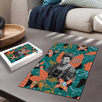 Maya Angelou Puzzle Inspirational Quote Design Vibrant Teal and Orange Leaf Motif - Wonder Print Shop