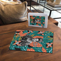 Maya Angelou Puzzle Inspirational Quote Design Vibrant Teal and Orange Leaf Motif - Wonder Print Shop
