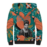 Maya Angelou Sherpa Hoodie Inspirational Quote Design Vibrant Teal and Orange Leaf Motif - Wonder Print Shop