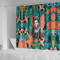 Maya Angelou Shower Curtain Inspirational Quote Design Vibrant Teal and Orange Leaf Motif - Wonder Print Shop
